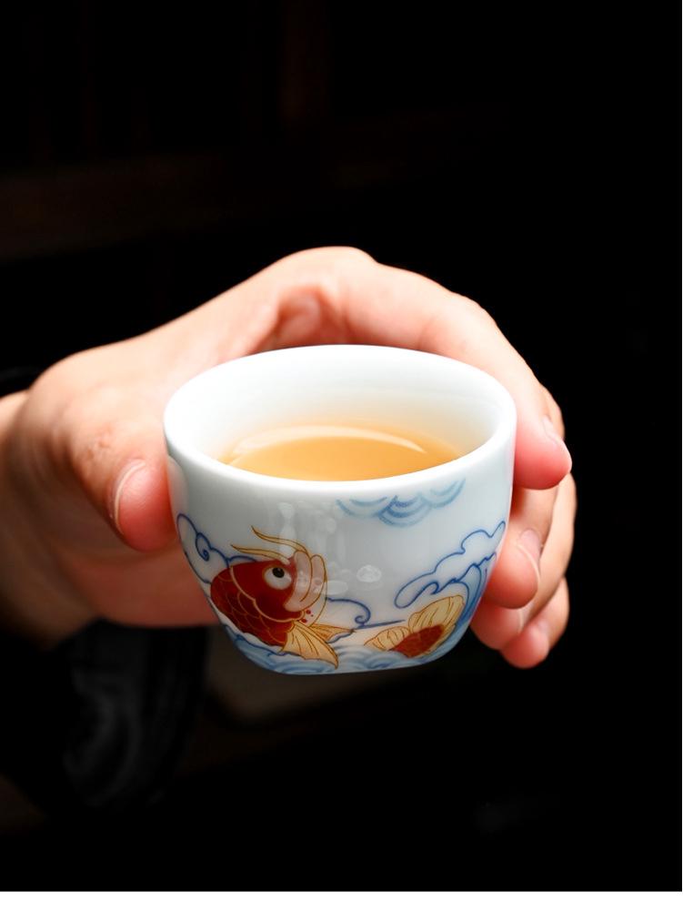 Red Arowana Na Fu Xishi Ceramic Kung Fu Gaiwan Tea Set with Gift Box