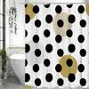 Black Polka Dot Shower Curtain, Bathroom Decorative Shower Curtain, Waterproof Shower Curtain with Hooks
