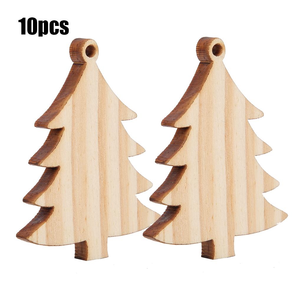 10Pcs Wooden Hanging Plates DIY Hand Made Craft New Year Christmas Tree Decoration Supplies with