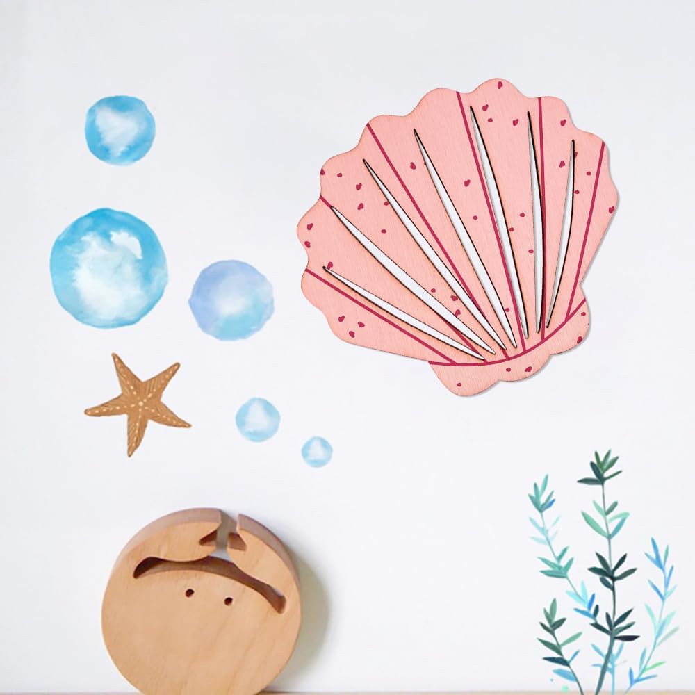 30 Pack 4 Inch Wood Seashell Cutouts Unfinished Wood Seashell Crafts Wooden Seashell Hanging Ornaments DIY Seashell Craft Gift Tags for Home Party