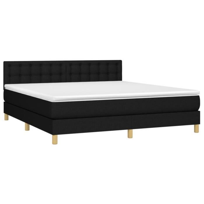 VidaXL Lit à sommier tapissier avec matelas Noir 160x200 cm Tissu - Modèle 3140947