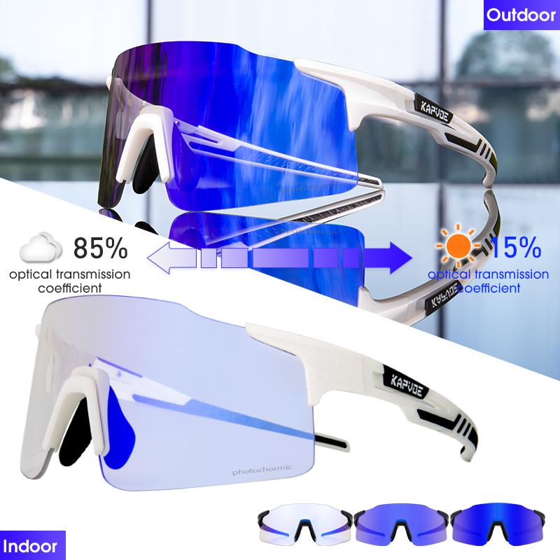 Pochromic Cycling Sunglasses  UV400 Cycling Glasses Outdoor Bike Eyewear MTB Hiking Sports Riding Glasses Bicycle Goggles