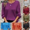 Women's Fashion Casual Solid Color Print Long Sleeve O-Neck Blouses & Shirts