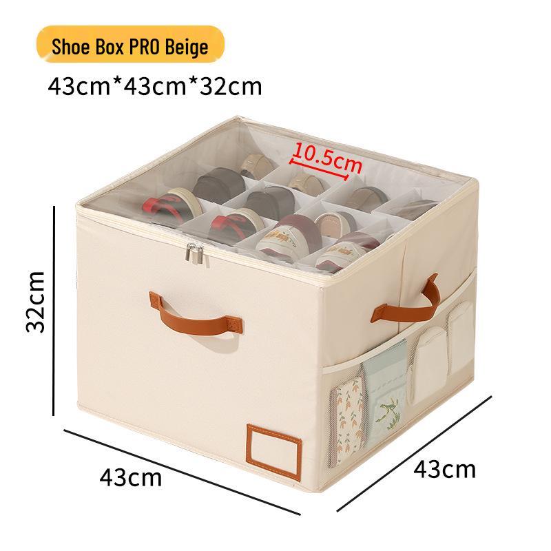 Foldable Shoe Storage Box with Lid & Dividers - Multifunctional Organizer for Clothes & Sundries