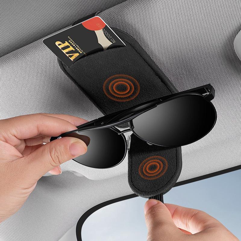 Auto Magnetic Leather Car Visor Sunglasses Holder Ticket Card Clips For Porsche Panamera Macan Boxster Cayman Cayenne 911 718 IK8