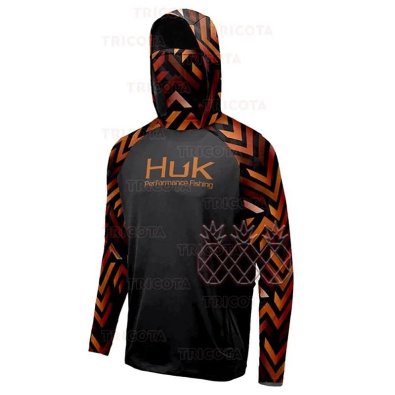 Mens Quick-Dry UV Protection Hooded Fishing Long Sleeve Shirt Outdoor Summer Sports Cycling Apparel