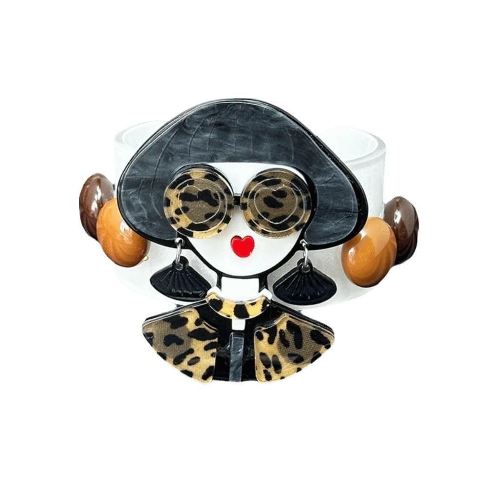 

Lady Figure Circular Patchwork Hand Chain Acrylic Acrylic Open Bracelet Jewelry Style 6
