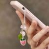 Stylish Acrylic Strawberry Green Leaf Phone Strap Mobile Hanging Decoration Charm for Decorative Fashion Use