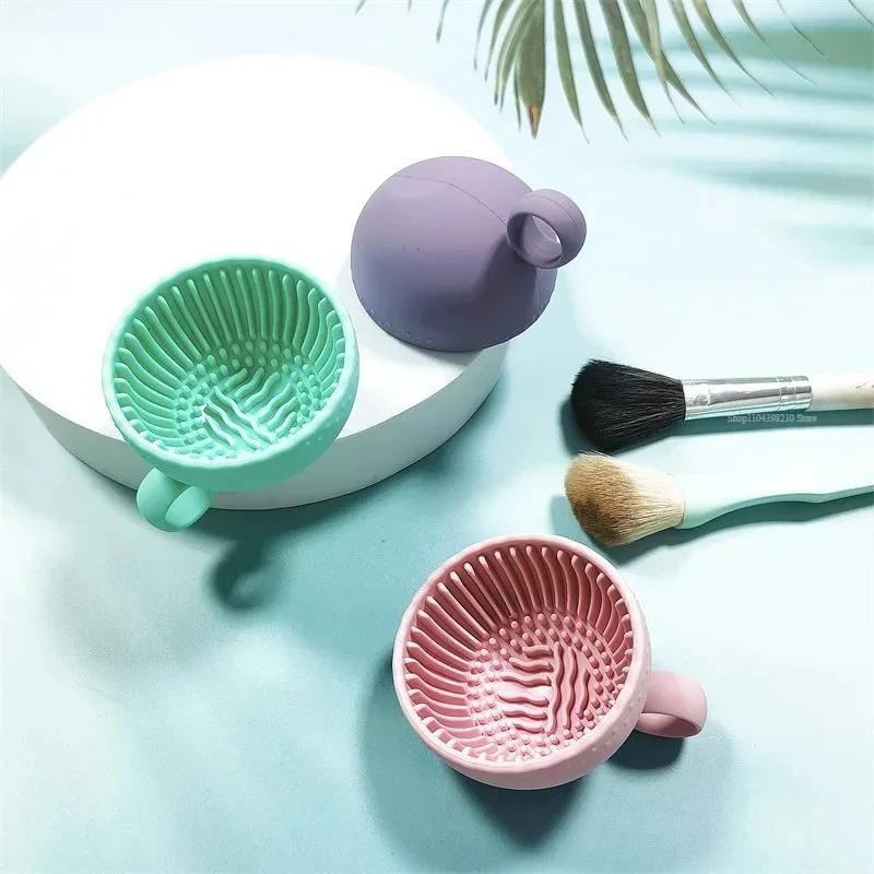 Soft Silicone Makeup Brush Cleaner Folding Powder Puff Cleaning Bowl Eyeshadow Brush Cleaning Pad Beauty Tools Portable Washing