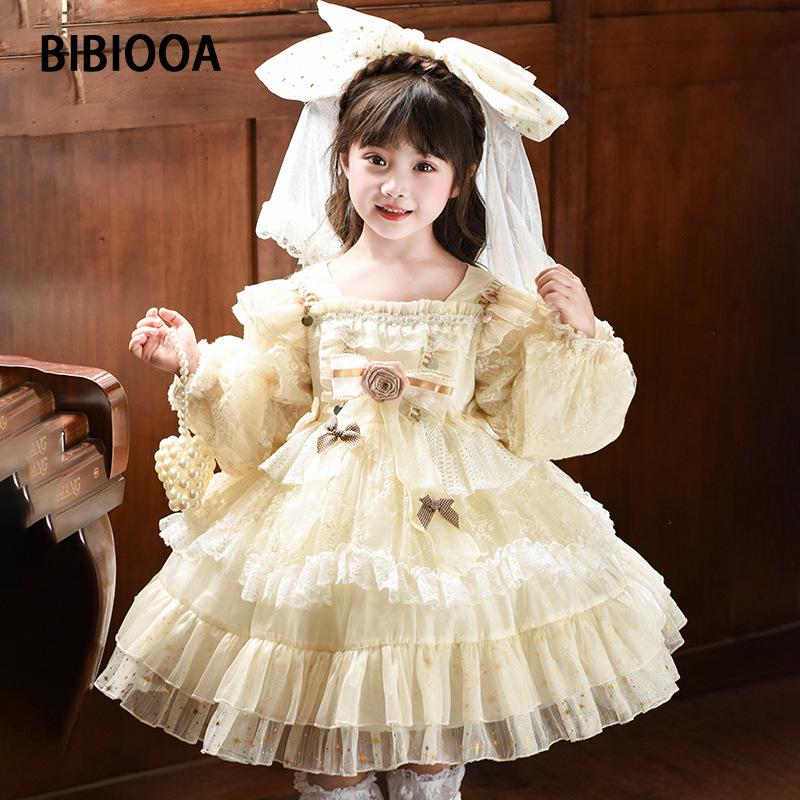 BIBIOOA 2025 Autumn/Winter Long-Sleeve Princess Dress for Girls (Sizes 110-150)