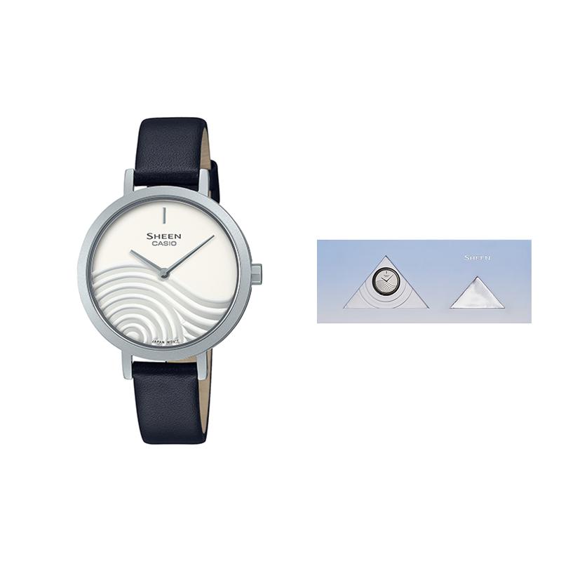 

Casio SHEEN Japanese Culture Gift Box Dry Landscape Series Simple Waterproof Belt Small Round Watch Business Quartz Movement Leather SHE-C120L-7AUPFKD білий
