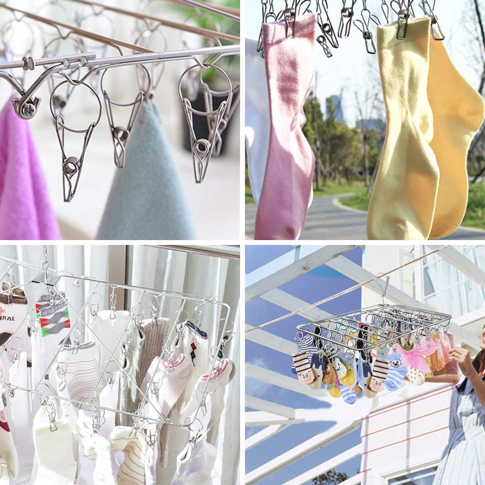 YOUXIU Wäschetrocknen 52 Wäscheklammern 20 Ersatz Edelstahl Faltbar Wäschetrocknen Praktisch 69cm x Ständer, (Inklusive Wäscheklammern), Stahl, Gestell, Lagerung,