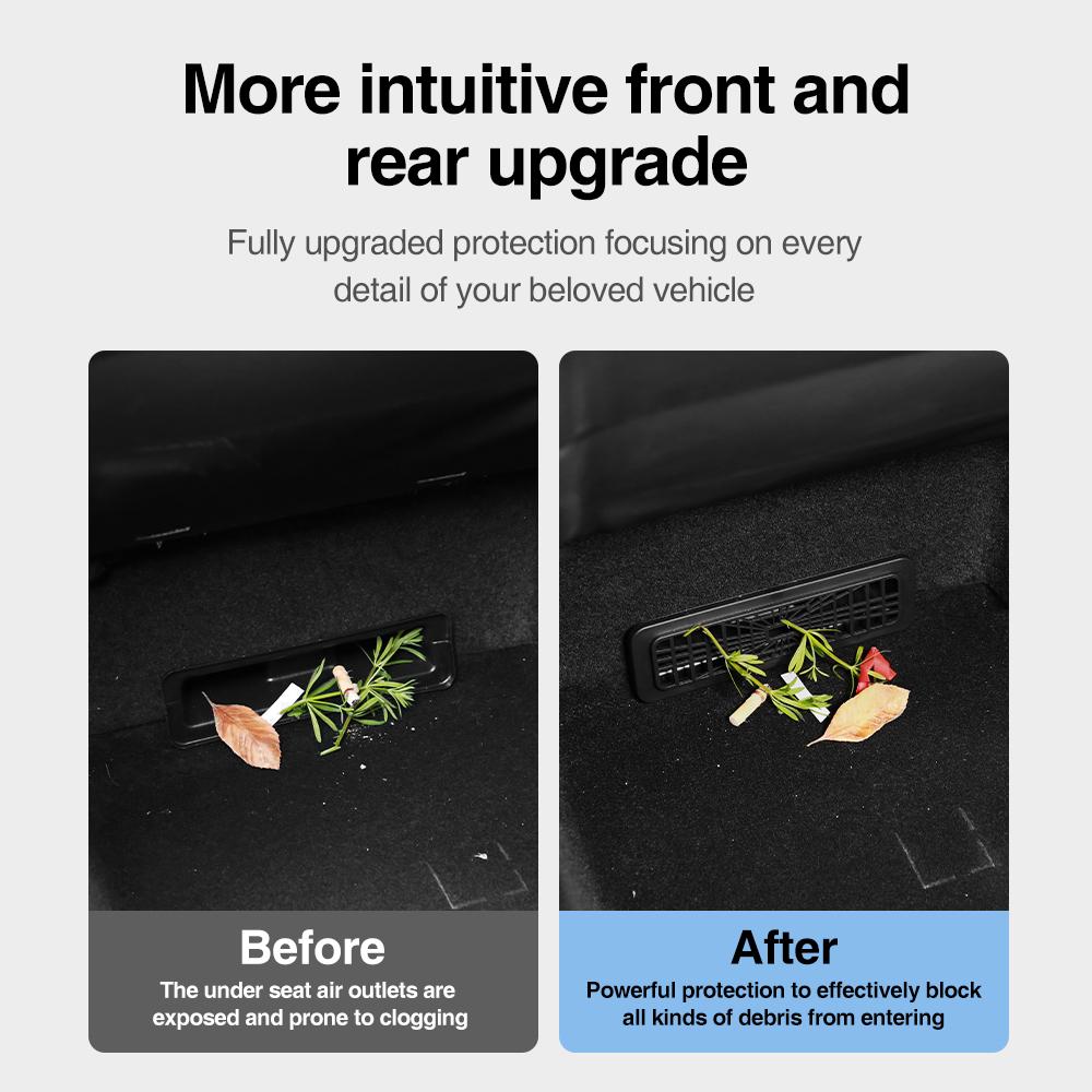 Heenvn For Tesla Model Y Juniper/Launch 2025 2026 Car Under Seat Air Outlet Protective Cover ABS Anti-blocking Air Vent Grille