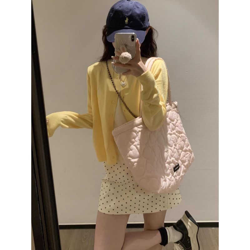 Lazy Milky Yellow Cardigan Fancy Gentle Fake Two-Piece