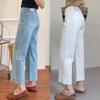 2026 New Versatile Straight-Leg Cropped Jeans for Women, Plus Size Narrow Wide-Leg Pants