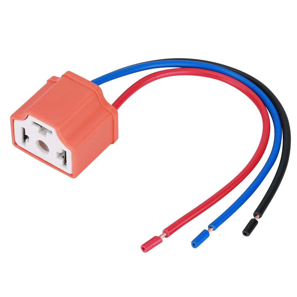 H4   9003 Female Ceramic Headlamp Wiring Harness Plug Socket Connector Adapter Filament Wire