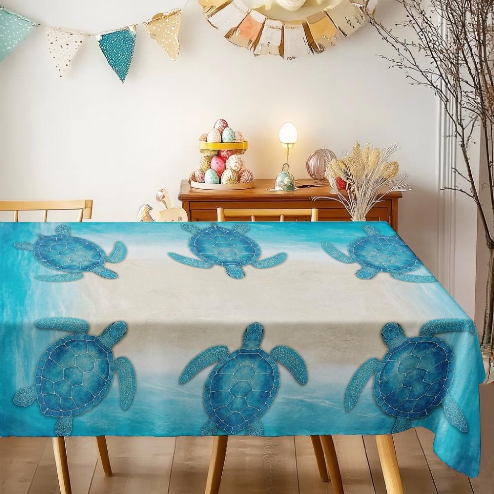 Rechteckige Tischdecke mit Meeresschildkrötenmuster für Tischdekoration Küche Esstisch Wasserdicht Wiederverwendbare Tischdecken für Tisch Terrasse Picknick