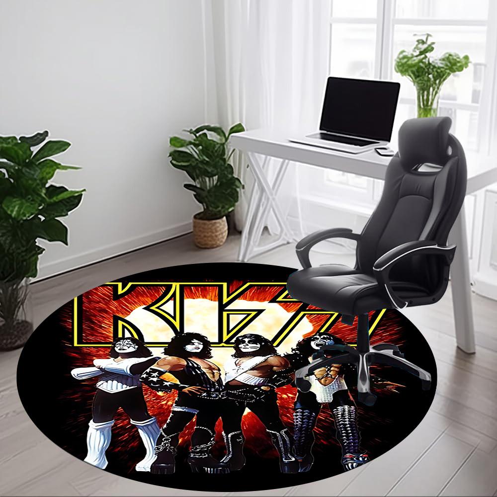 1pc KISS Band Office Round Area Rug, Under Office Chairs Bedroom Living Room Home Decor A1016286