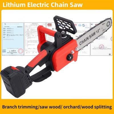 12 Inch Brushless Electric Chain Saw Handheld Portable Branch Pruning Saw Rechargeable Household  Woodworking Power Tool