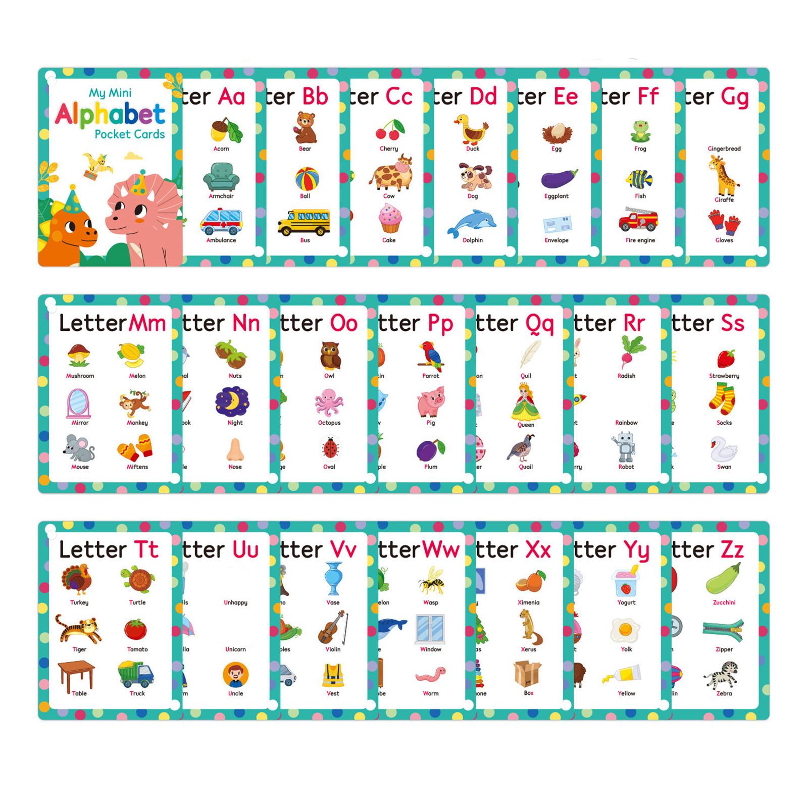 Children s Early Education 26 Alphabet Phonetic Pocket Cards Learning English Word Cards Educational Toys One Size