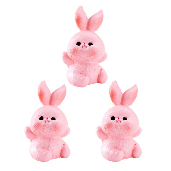 3 Pcs Mini Resin Rabbit Figurine Tiny Cartoon Bunny Sculpture Miniature Animal Fairy Garden Ornament for Moss Landscape DIY Plant Pot Home Decor