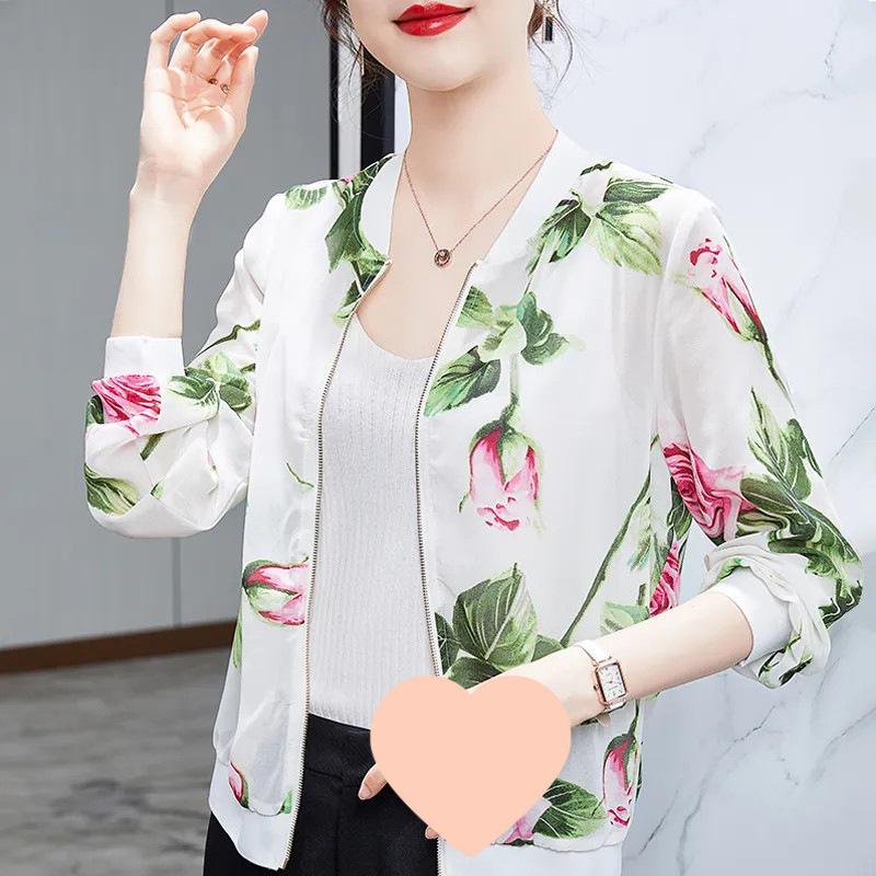 

2026 Summer Women s Chiffon Long Sleeve Cardigan: Elegant Printed Design for Middle-aged & Elderly 5XL білий