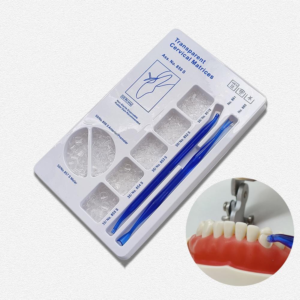 1 Box Dental Transparente Zervikale Matrizen Flexibilität Antihaft-Design Optimale Zahnanpassung Dünne Kanten Kontrolle der Füllung