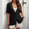 Women's  Work Casual Short Sleeve V-Neck Single Button Solid Color Coat