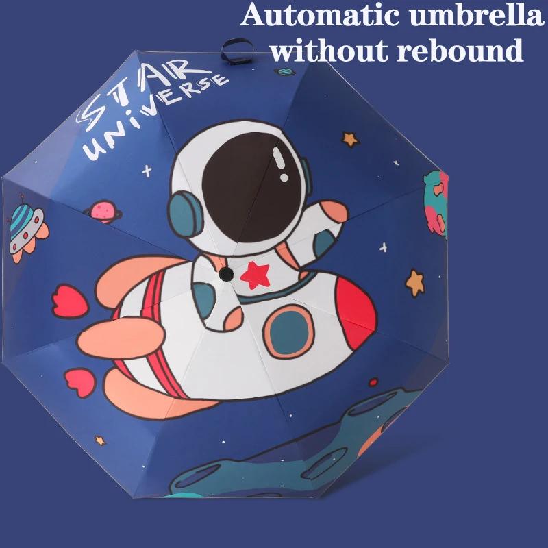 Automatic Umbrella Dinosaur Umbrella Sun Protection and Wind Edge Reflective Strip Non-springback Design Travel Folding Umbrella