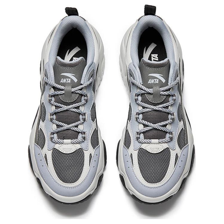 Anta Flowing Fire Versatile Trendy Non-Slip Wear-Resistant Breathable Low-Top Casual Shoes Men Casual Shoes Gray White 112518853-2