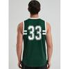 Green Basketball Vest No. 33 with White Stripes, Sleeveless Summer Model, Breathable, Cool and Comfortable