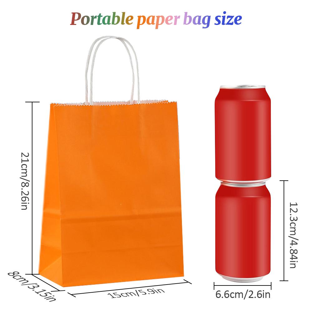 18 Pcs Multi-color 8.26x5.9in Gift Bag, Craft Gift Bag, Birthday, Wedding, Party Christmas Halloween Paper Bag, Kraft Paper Bag
