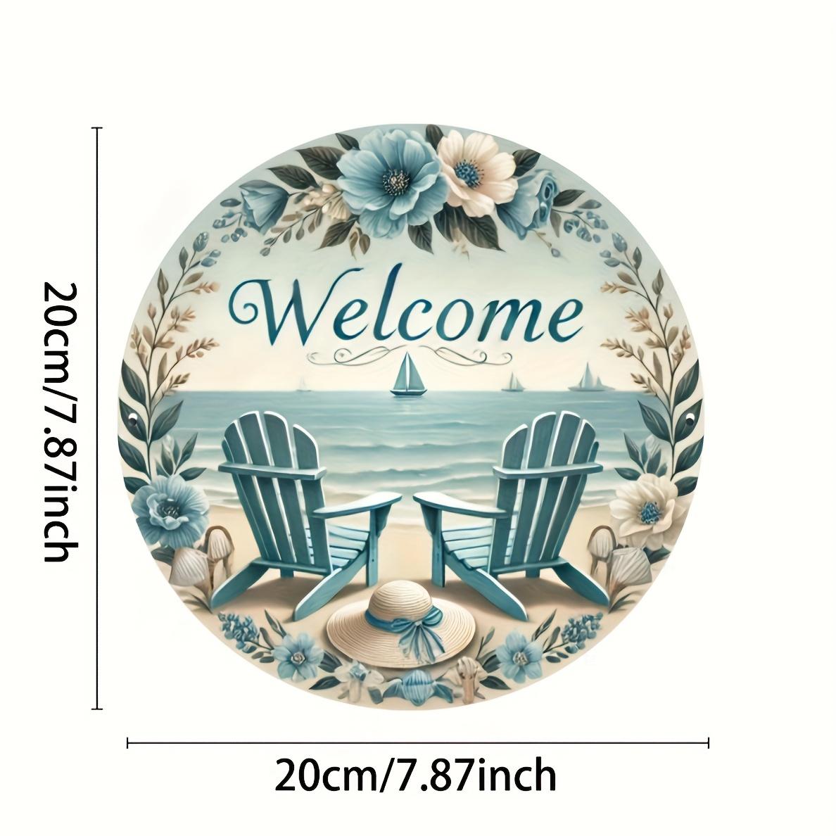 

1 шт. Ретро Пляжная Сцена Приветственная Табличка - Чжуаньян Адрей Док-Кресло и Времена года, 2D Печатная Деревянная Табличка с Гирляндой - Настенная, Се