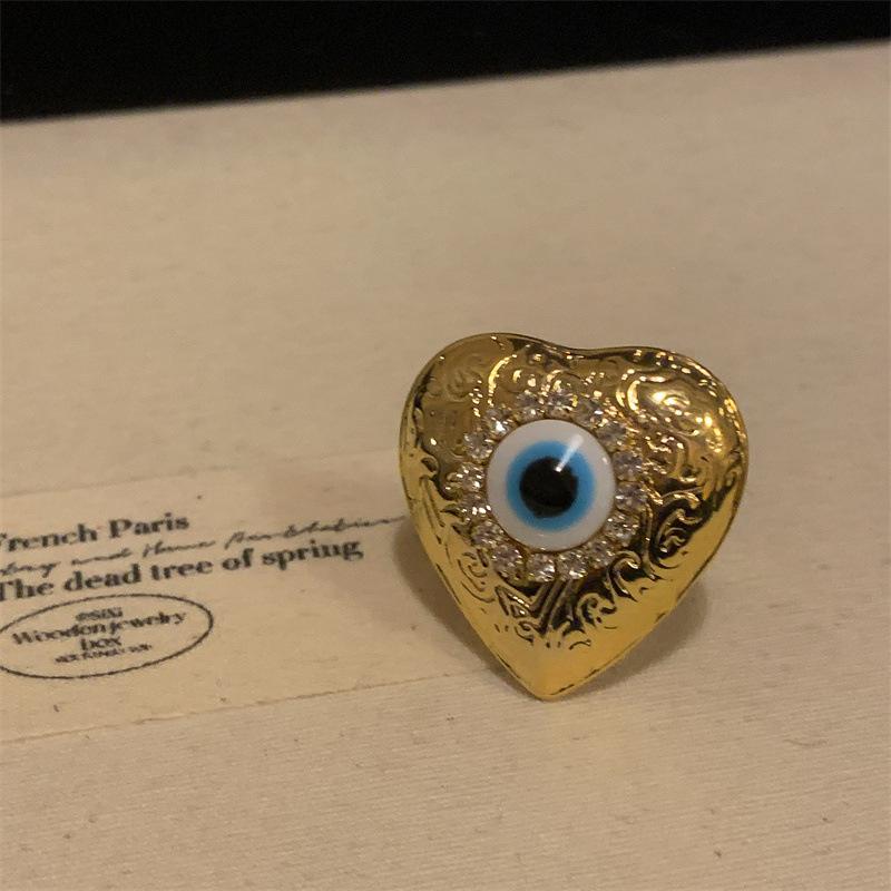 Vintage Blue Evil Eyes Insect Ring for Women Girls Exaggerated Unique Metal Animal Finger Ring Party Jewelry Gifts