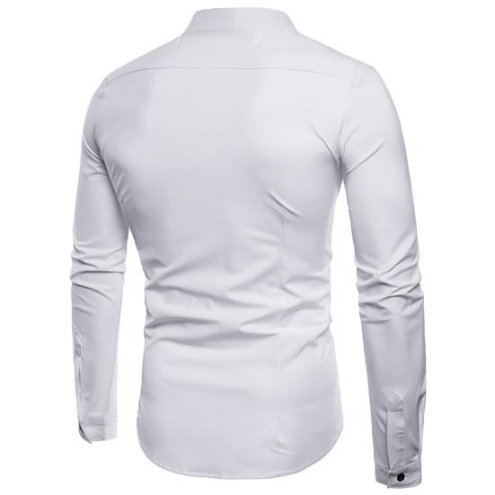 Chemise homme couleur unie simple boutonnage coupe slim double patte de boutonnage printemps t-shirt pour un usage quotidien