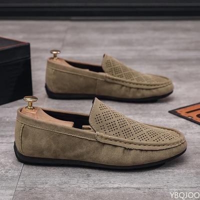 Fashion Men's Breathable Bean Bean Shoes Casual Hollow Out Flats Fashion Low Top Loafers Summer New Anti Slip Male Shoes Homme Zapatos