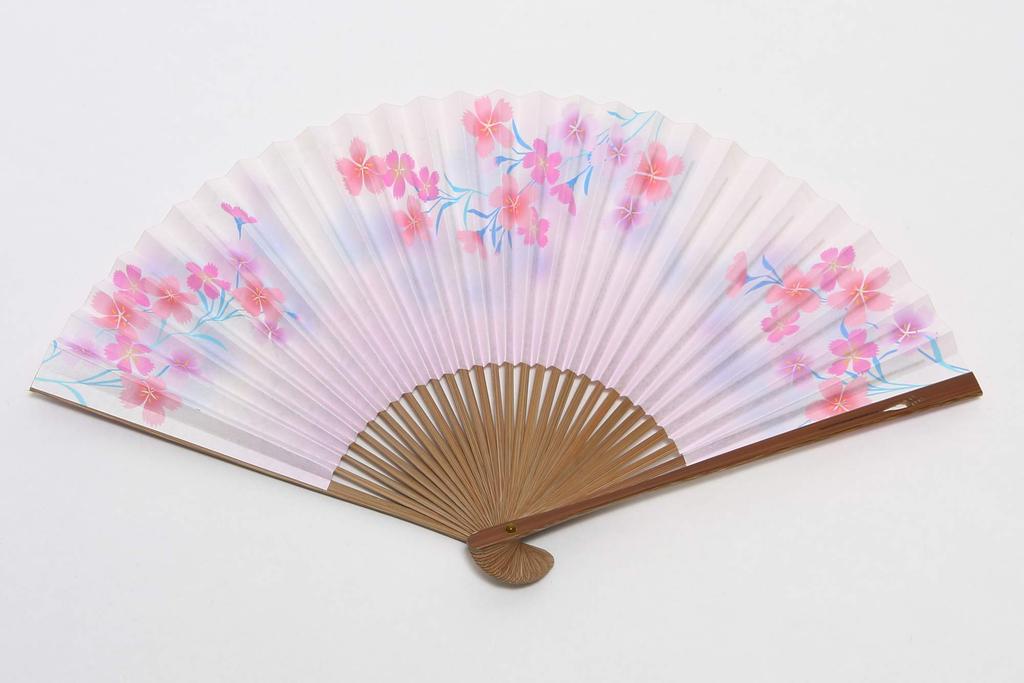 fan with fan in a presentation made in Japan blossom and bellflower [Hasegawa] Women's Kyoto-style case, box, (Cherry design, double-sided)