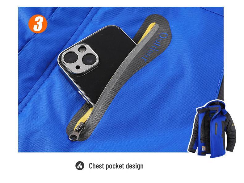 Wasserdichte Winddichte Herren-Outdoorjacke mit Plus-Samt-Futter, Dick gefüttert - Warmer Baumwollgepolsterter Mantel für Herbst und Winter