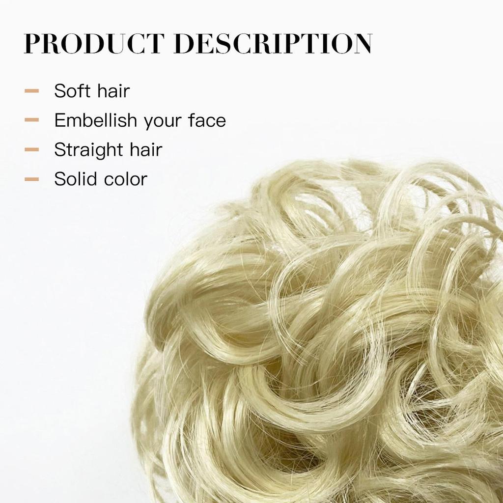 ALAN EATON Claw Clip Messy Bun Hair Piece for Women BLonde Synthetic Wavy Curly Ponytail Hairpiece for Daily Wear Multi-color Option 10 Inch