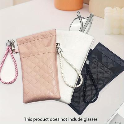 Modische doppellagige Brillentasche mit Hängekette - Brillenaufbewahrungstasche für Damen, strapazierfähiges PVC-Material