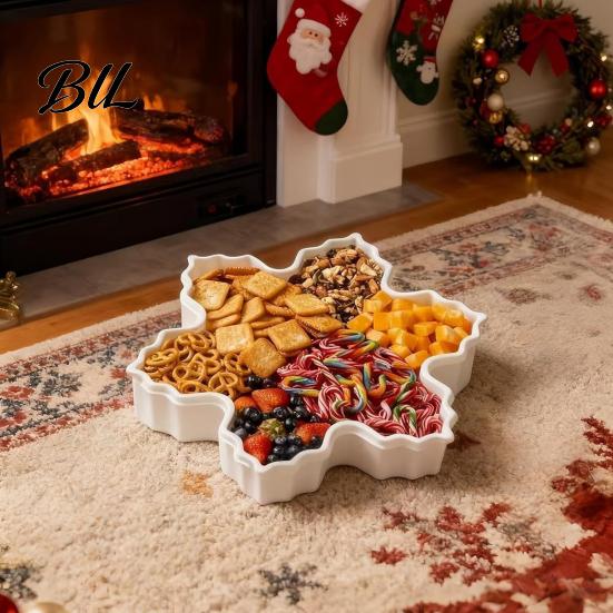 Festive Countertop Storage Box Christmas Serving Tray with Airtight Lid, Decorative PP Food Organizer, Living Room Container Moisture Proof