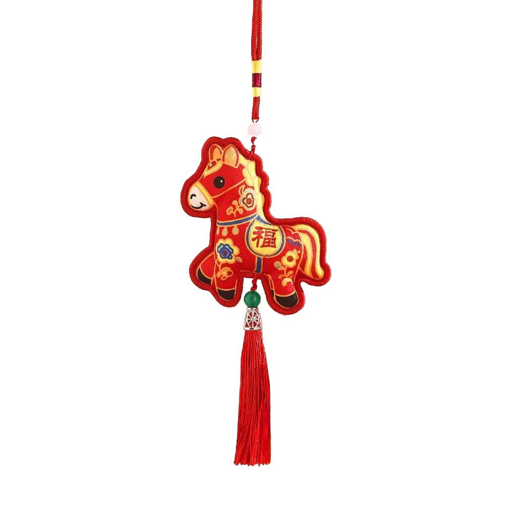 Traditional Spring Festival Pendant 2026 Year of the Horse Lucky for Pony Hanging Fabric Decoration for Home Door and Window