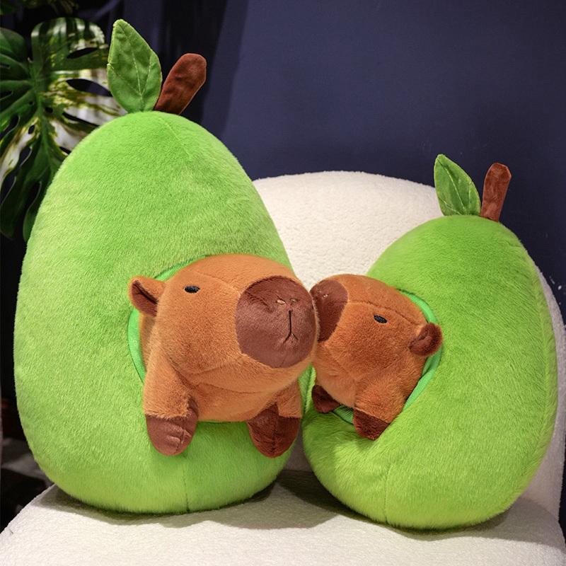 32cm New Capybara Cute Cartoon Avocado Capybara Dolls Furry Plush Toys Family Room Decor for Girlfriends and Kids Birthday Gifts
