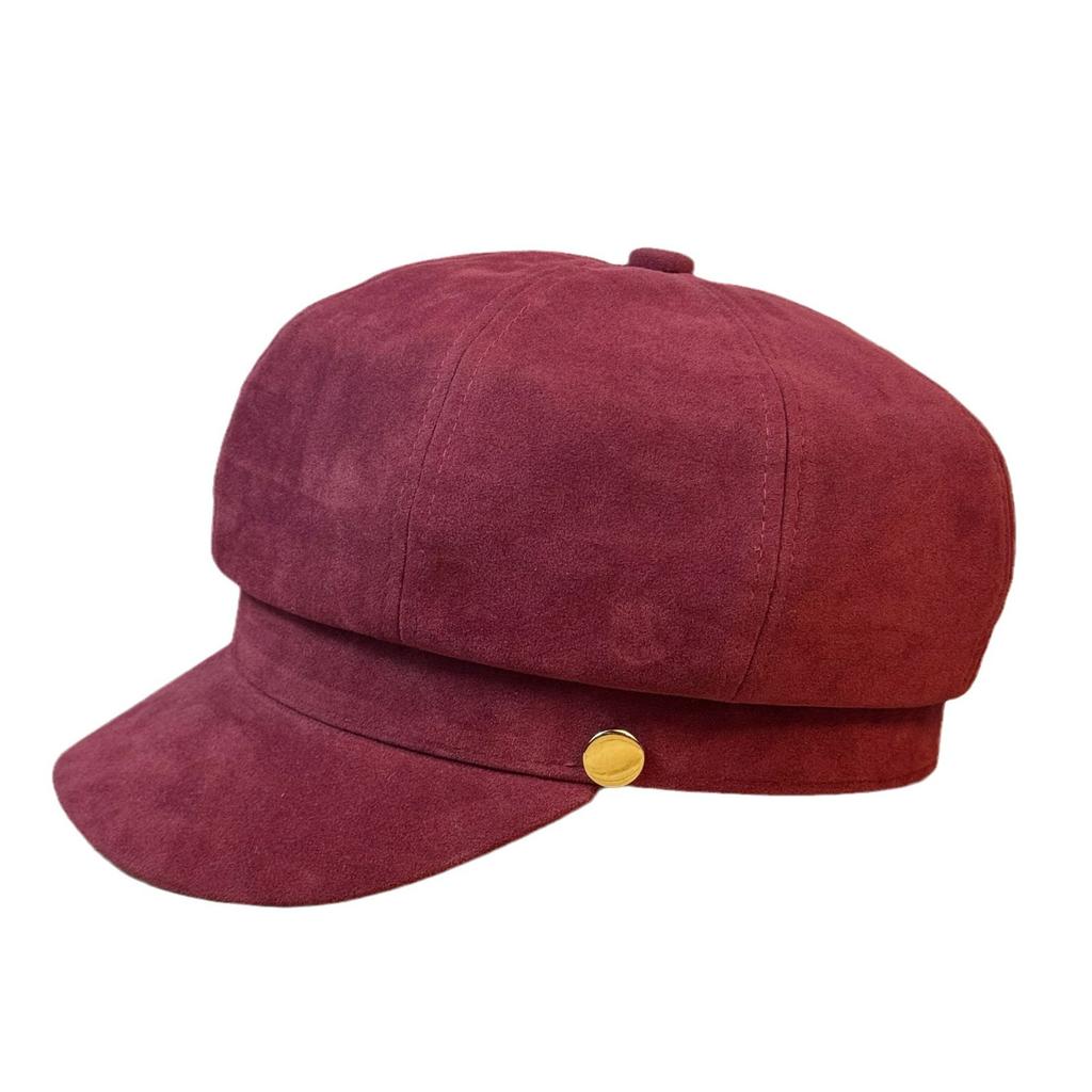 Big Head Duck Tongue Beret Women's Autumn and Winter Octagonal Hat Painter's Hat Japanese Retro Korean Style Small Newsboy Hat with A Face