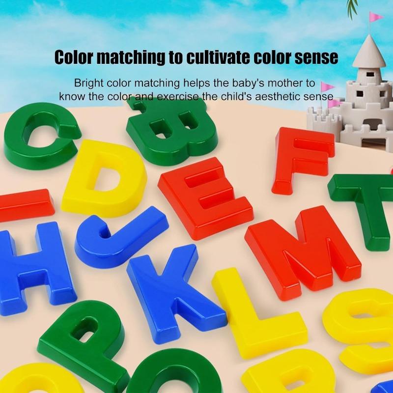 ABC Lernen Alphabet Sandform Großbuchstaben Strandspielzeug Spielset für Kinder Kleinkinder Zuordnungsspiel Farbsortierung Montessori-Spielzeug