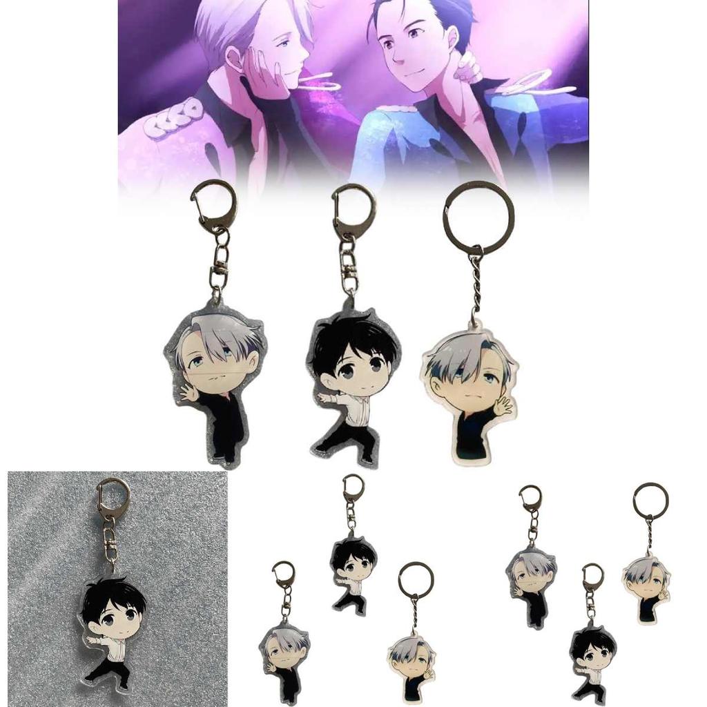 Yur On Ice Katsuki Yuri Victor Nikiforov Acrylic Keychain Printed Cartoon Character Keyring For Collectors