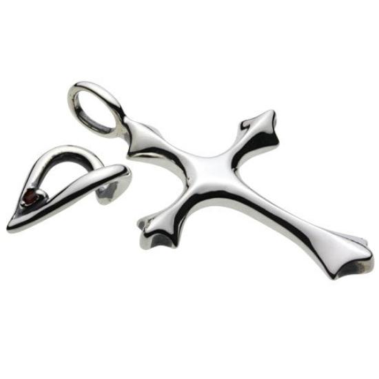 Birthstone Cross Heart Pendant Garnet January 925 Silver P0377ga [Cenote] [Silver Accessories]