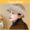 With Retro Beret Grid Printing Design Suitable For Daily Dressing Outdoor