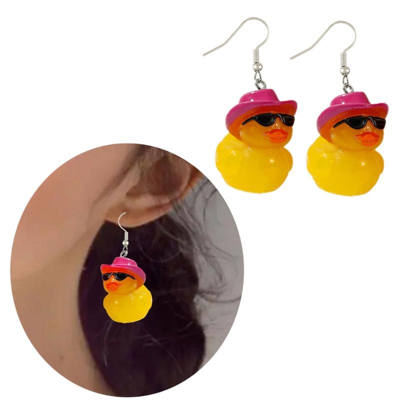 Cute Duck Keychain with Hat Handmade Yellow Duck Pendant Keychain/Earrings Eye Catching Pendant for Women and Kids