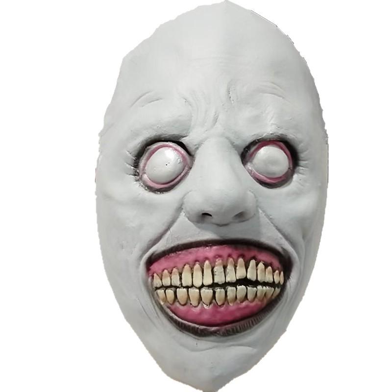 Exorzist Lachender Weißäugiger Dämon Latexmaske - Neuer Stil Halloween COS Horror Kopfbedeckung